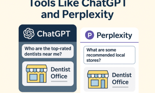 ChatGPT and Perplexity screens with a local business being highlighted in AI results